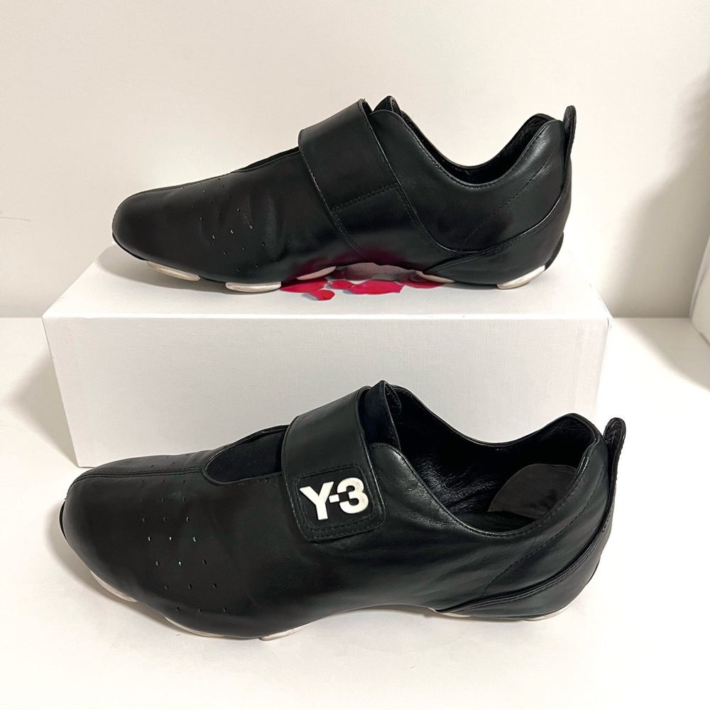Yohji Yamamoto Adidas Y-3 Leather Black Sneakers with Slip-On Design